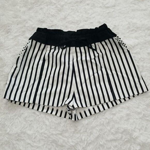 Stella & Jamie Black and White Stripe Shorts Sz Small - Picture 2 of 6